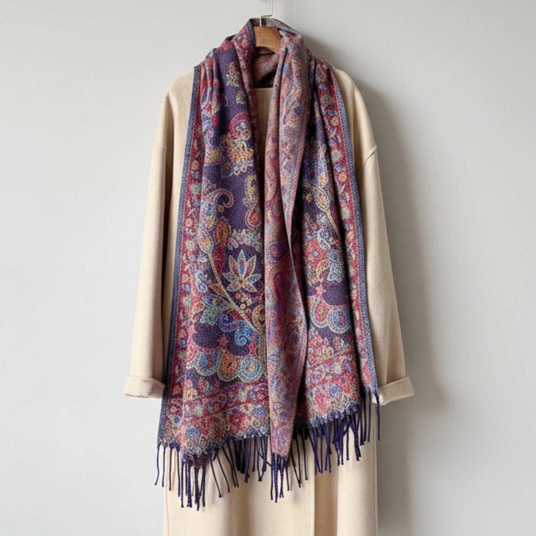 Soft Pashmina Shawl & Scarf for Women, Jacquard Brocade, Shawl, Sarong or Head Wraps