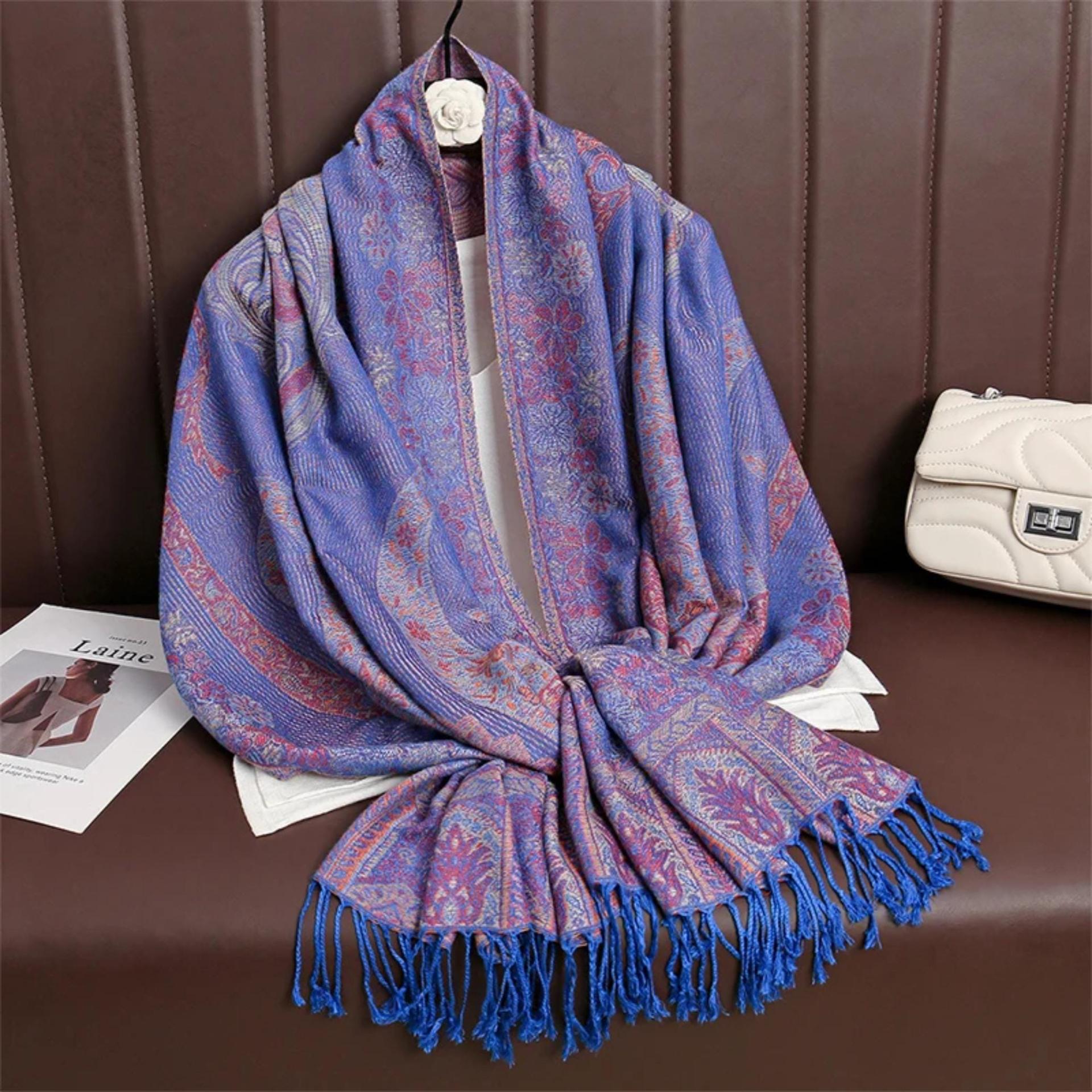 Soft Pashmina Shawl & Scarf for Women, Jacquard Brocade, Shawl, Sarong or Head Wraps