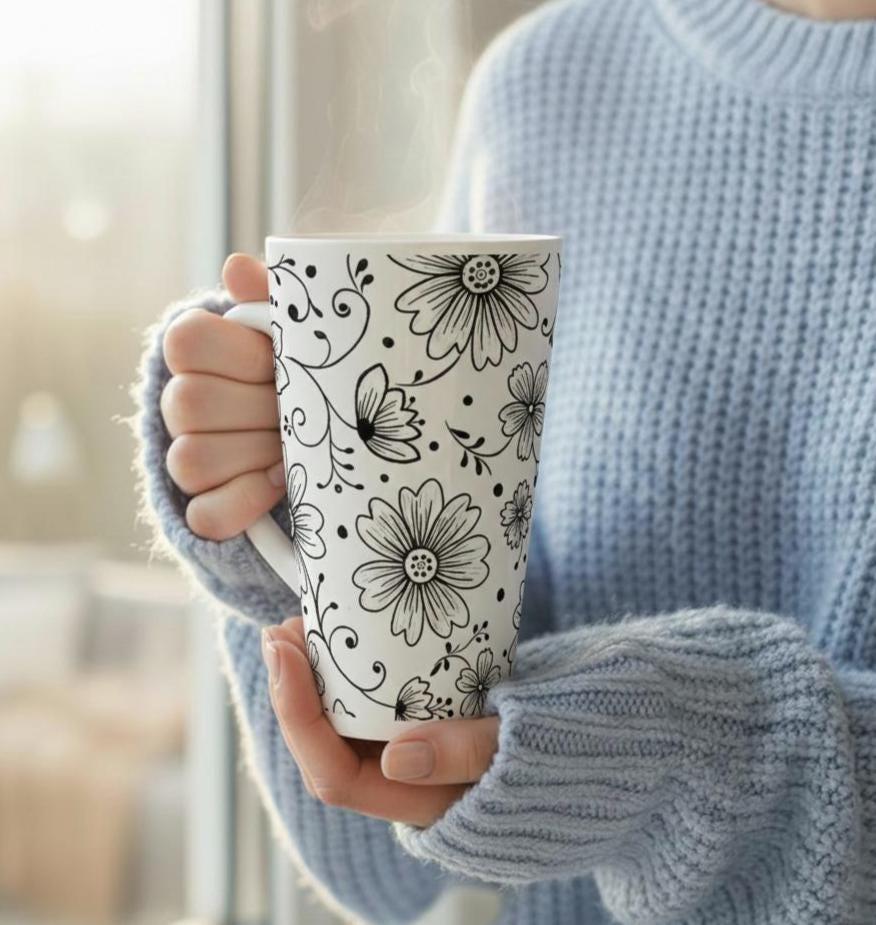 Latte 17oz Ceramic Mug - Coffee or Tea Cup, Extra Tall