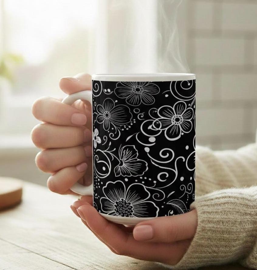 Floral Cups -  Large and Small Ceramic Mugs