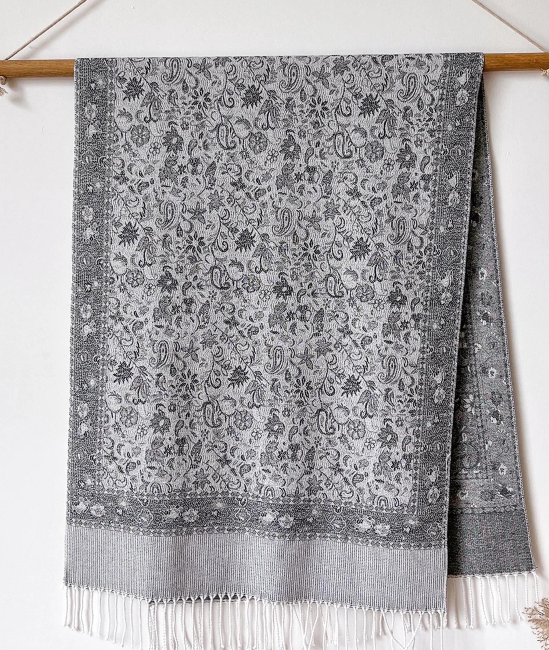 Soft Pashmina Shawl & Scarf for Women, Jacquard Brocade, Shawl, Sarong or Head Wraps