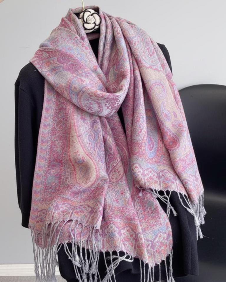 Soft Pashmina Shawl & Scarf for Women, Jacquard Brocade, Shawl, Sarong or Head Wraps