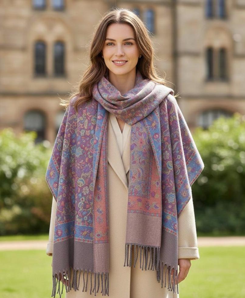 Reversible Soft Pashmina Shawl & Scarf for Women, Jacquard Brocade, Shawl, Sarong or Head Wraps