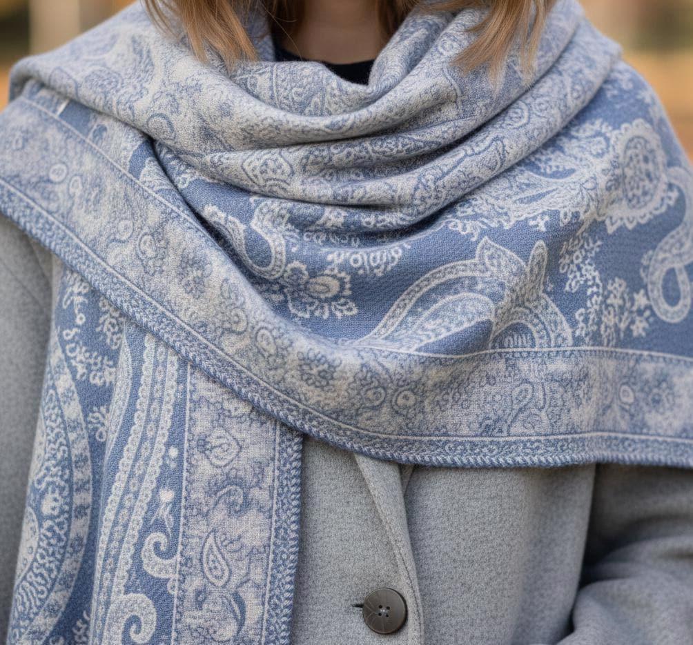 Reversible Soft Pashmina Shawl & Scarf for Women, Jacquard Brocade, Shawl, Sarong or Head Wraps