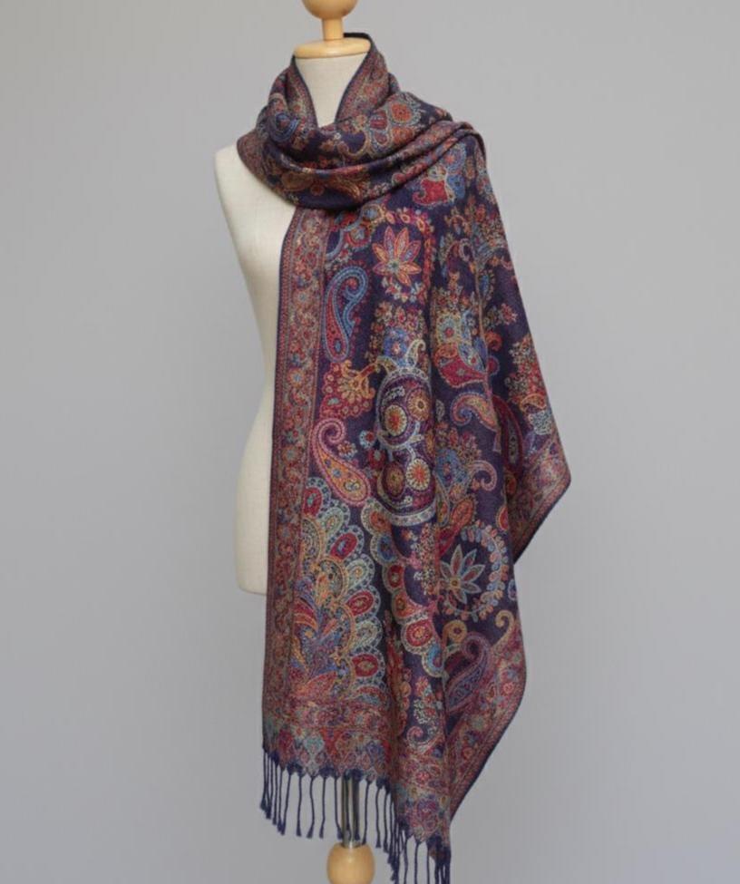 Soft Pashmina Shawl & Scarf for Women, Jacquard Brocade, Shawl, Sarong or Head Wraps