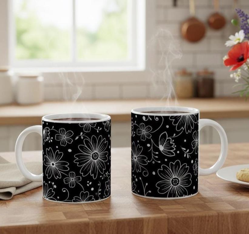 Floral Cups -  Large and Small Ceramic Mugs