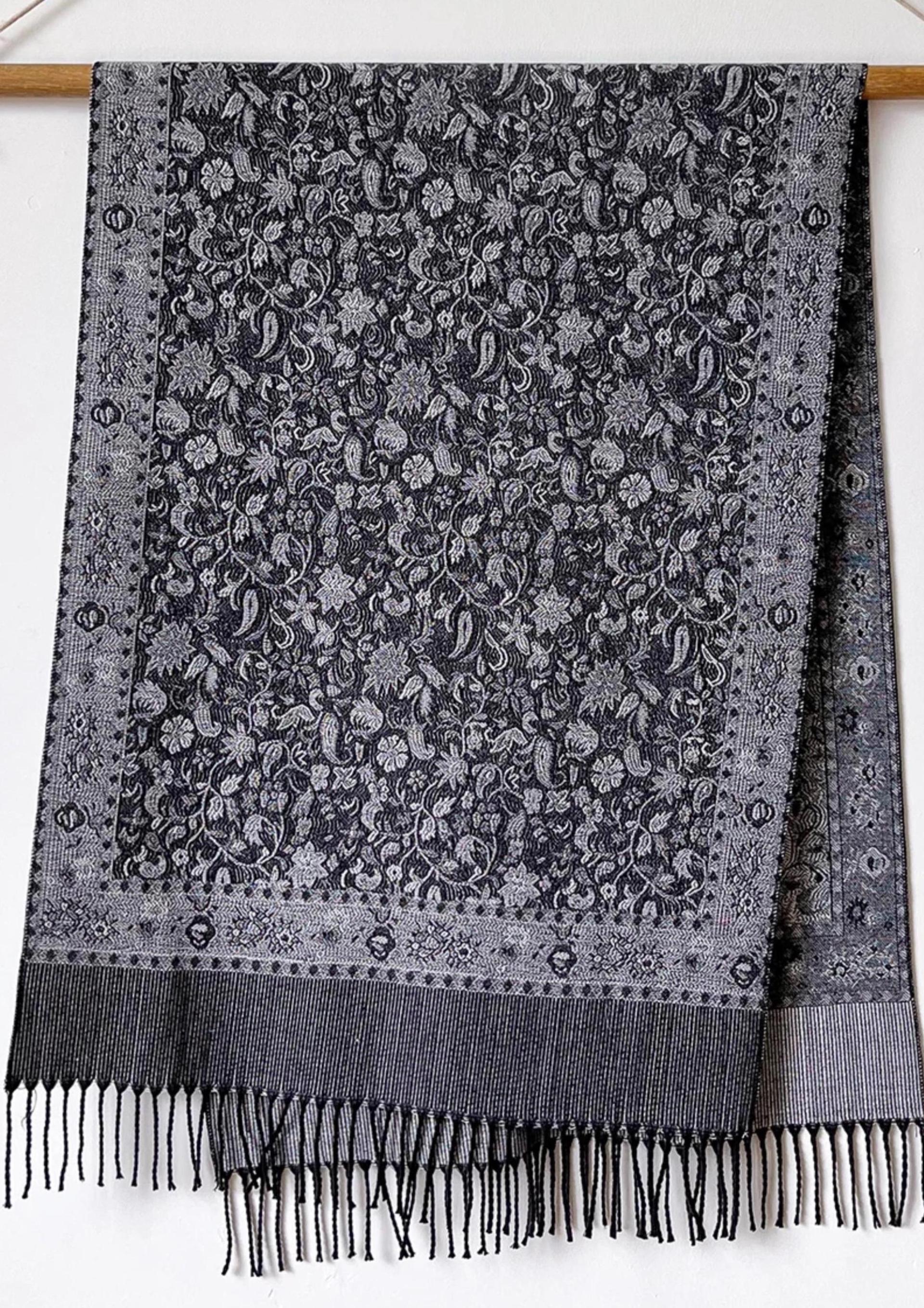 Reversible Soft Pashmina Shawl & Scarf for Women, Jacquard Brocade, Shawl, Sarong or Head Wraps