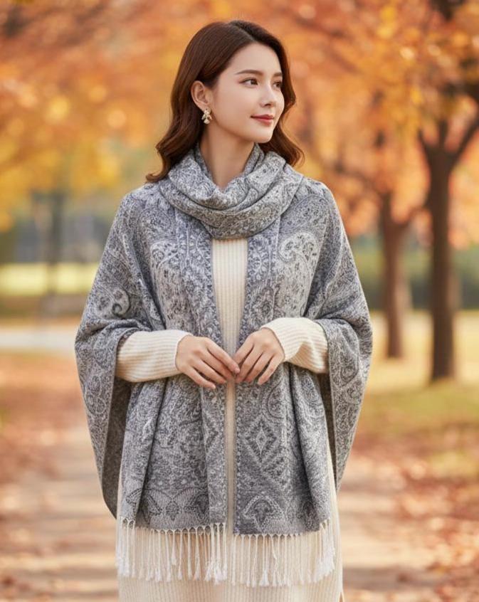 Reversible Soft Pashmina Shawl & Scarf for Women, Jacquard Brocade, Shawl, Sarong or Head Wraps