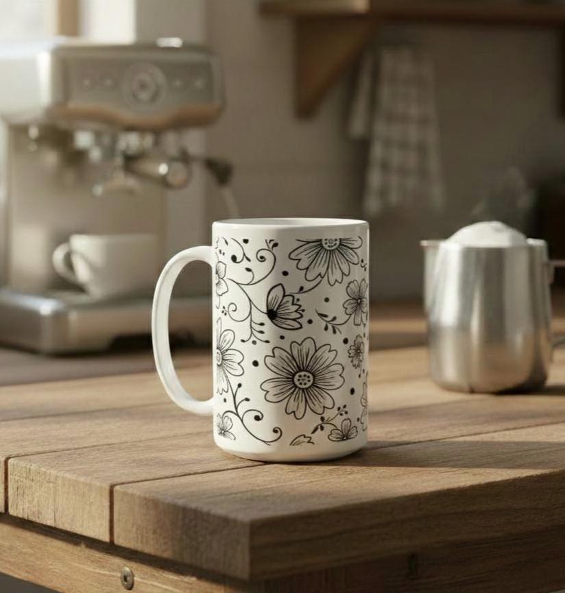 Floral Cups -  Large and Small Ceramic Mugs