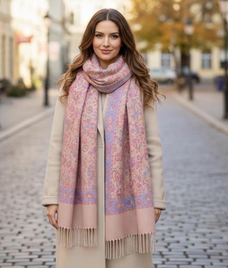 Reversible Soft Pashmina Shawl & Scarf for Women, Jacquard Brocade, Shawl, Sarong or Head Wraps