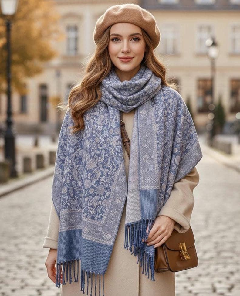 Reversible Soft Pashmina Shawl & Scarf for Women, Jacquard Brocade, Shawl, Sarong or Head Wraps