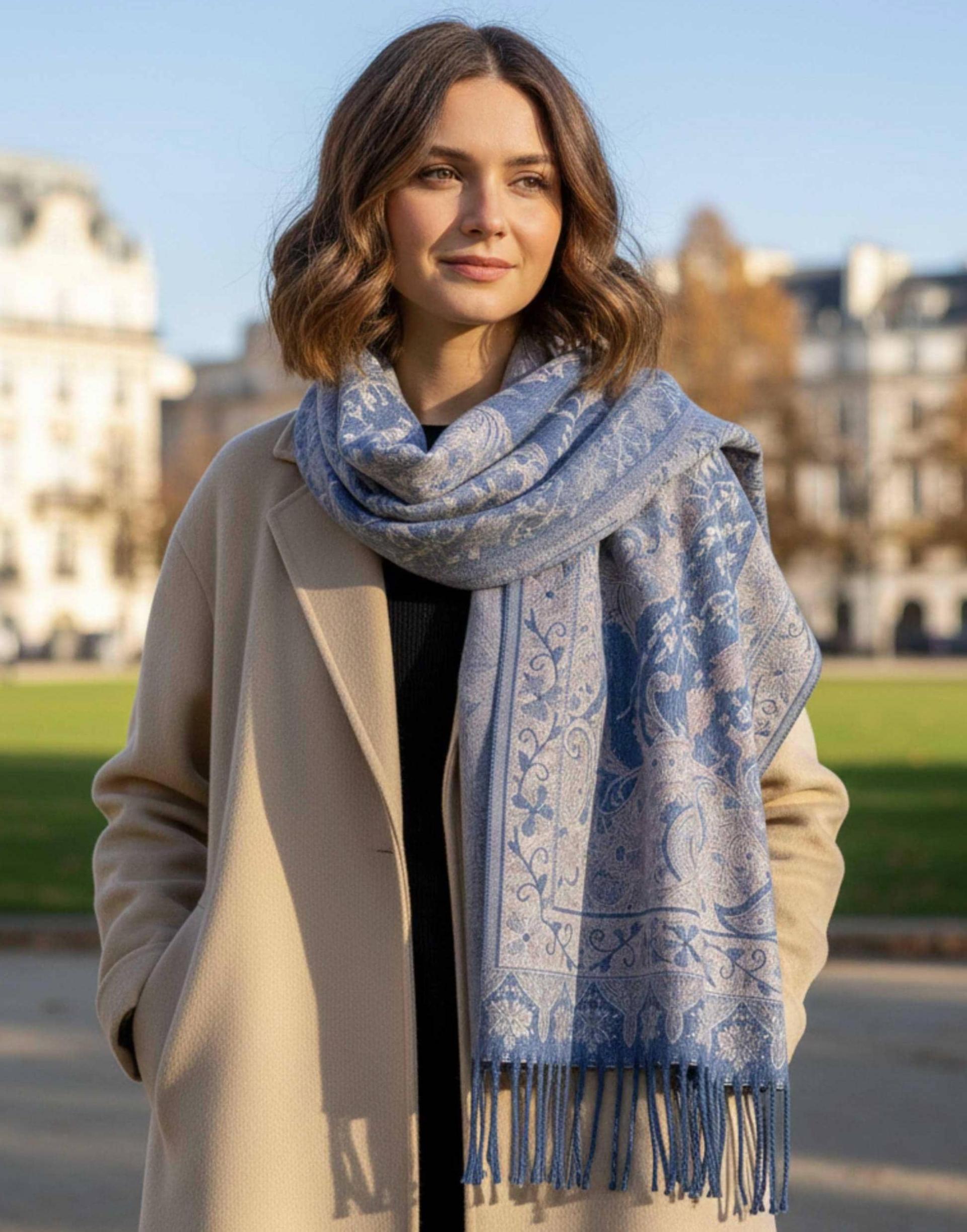 Reversible Soft Pashmina Shawl & Scarf for Women, Jacquard Brocade, Shawl, Sarong or Head Wraps