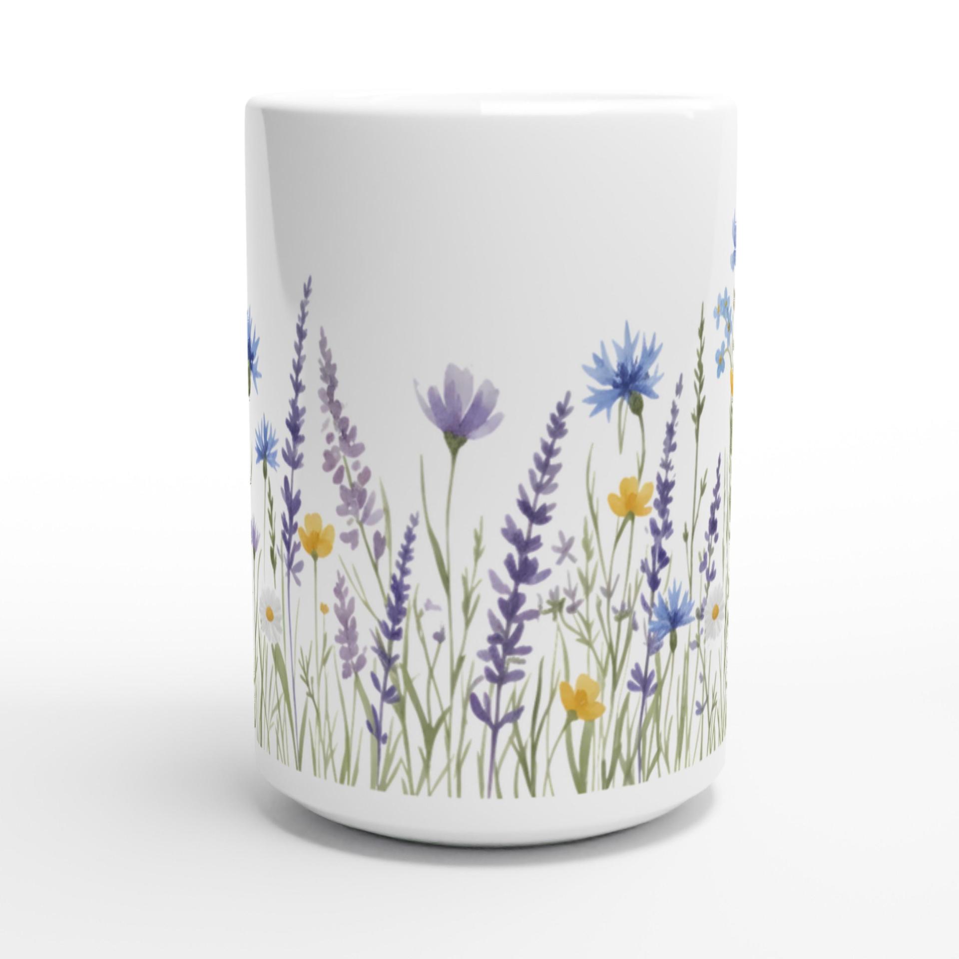 Set of Big Mugs, Floral Cup Set, 15 oz