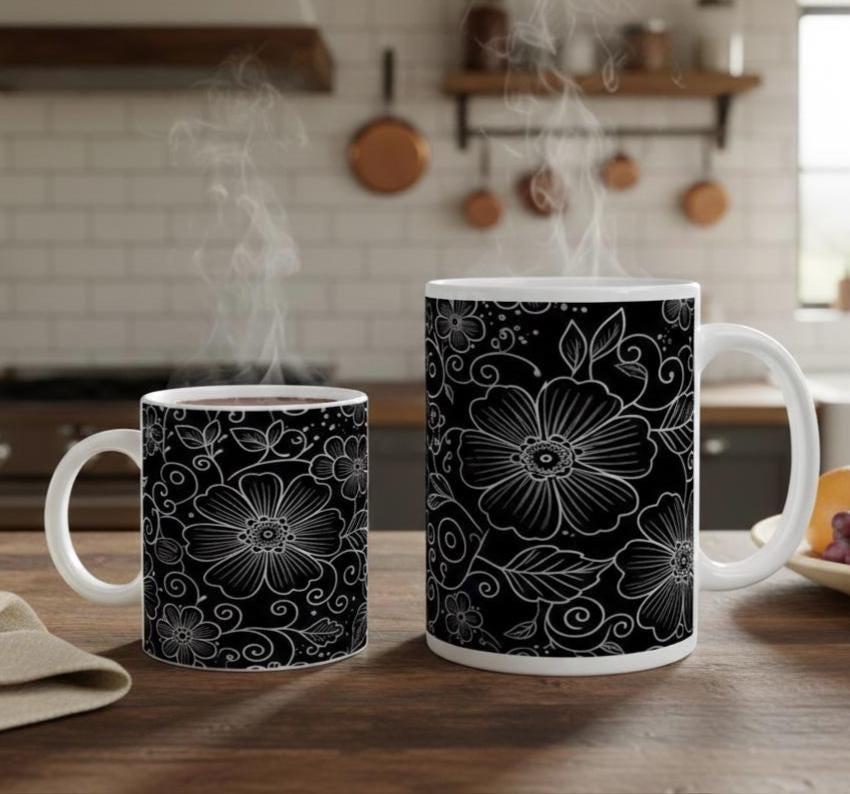 Floral Cups -  Large and Small Ceramic Mugs