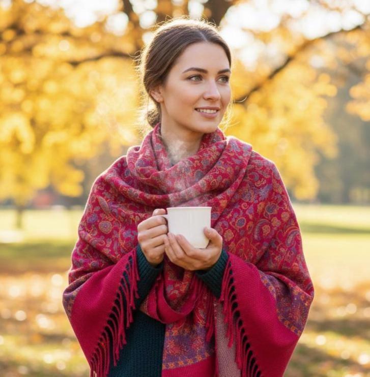 Reversible Soft Pashmina Shawl & Scarf for Women, Jacquard Brocade, Shawl, Sarong or Head Wraps