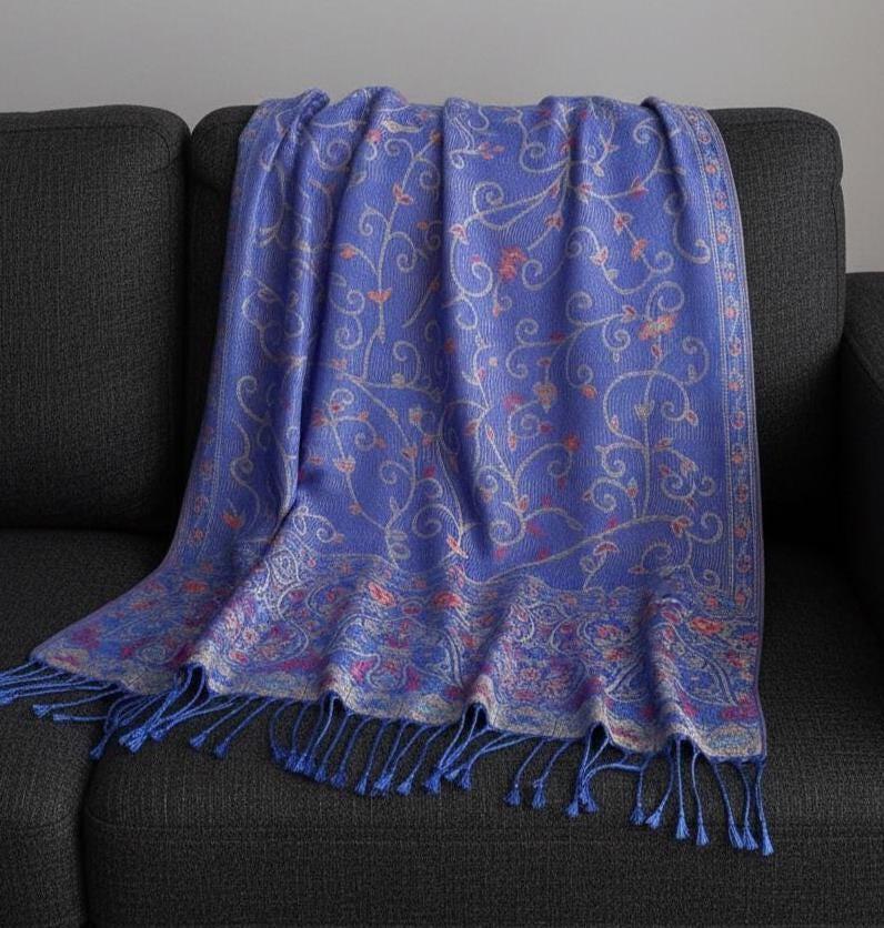 Soft Pashmina Shawl & Scarf for Women, Jacquard Brocade, Shawl, Sarong or Head Wraps