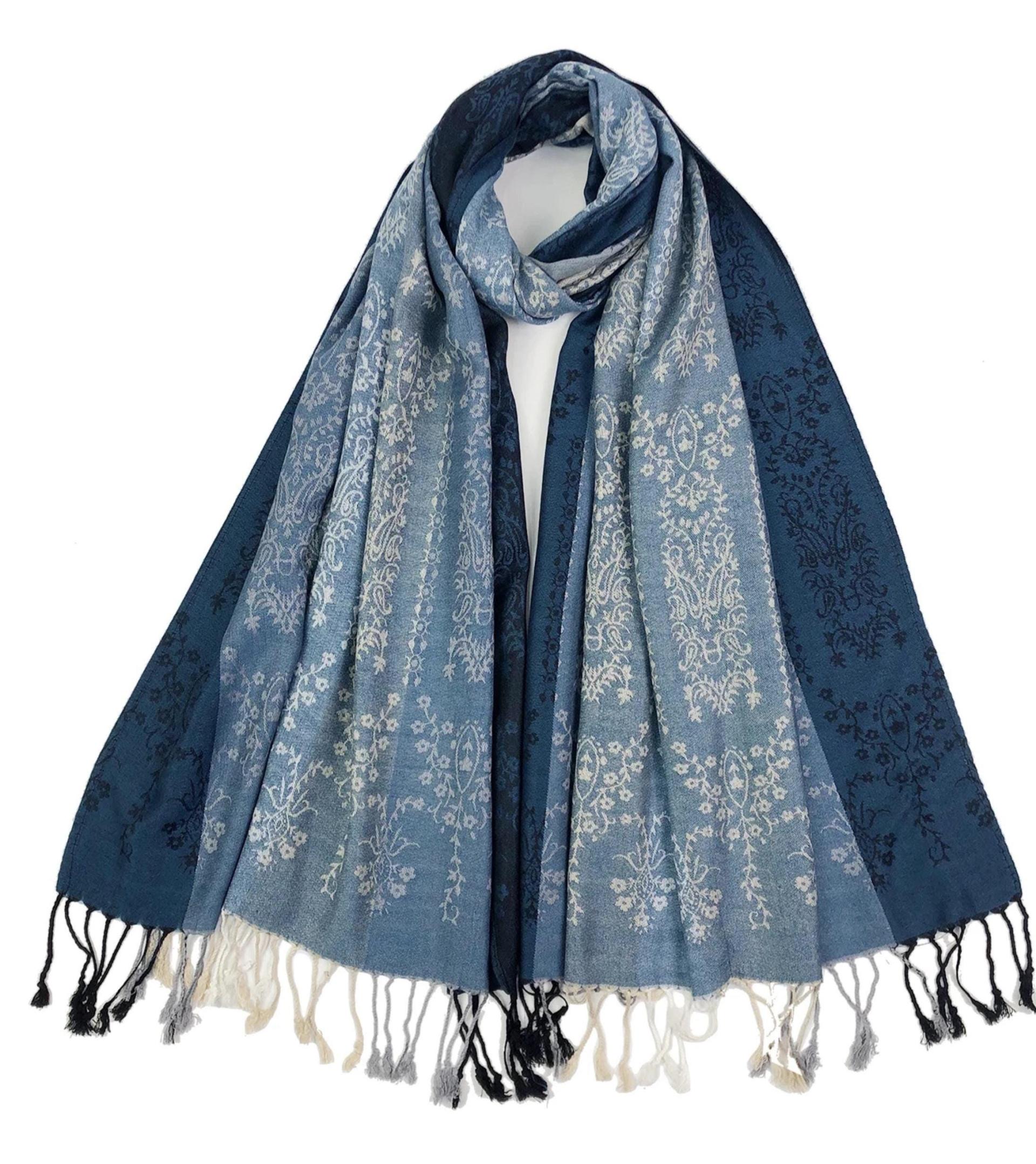 Soft Pashmina Shawl & Scarf for Women, Jacquard Brocade, Shawl, Sarong or Head Wraps