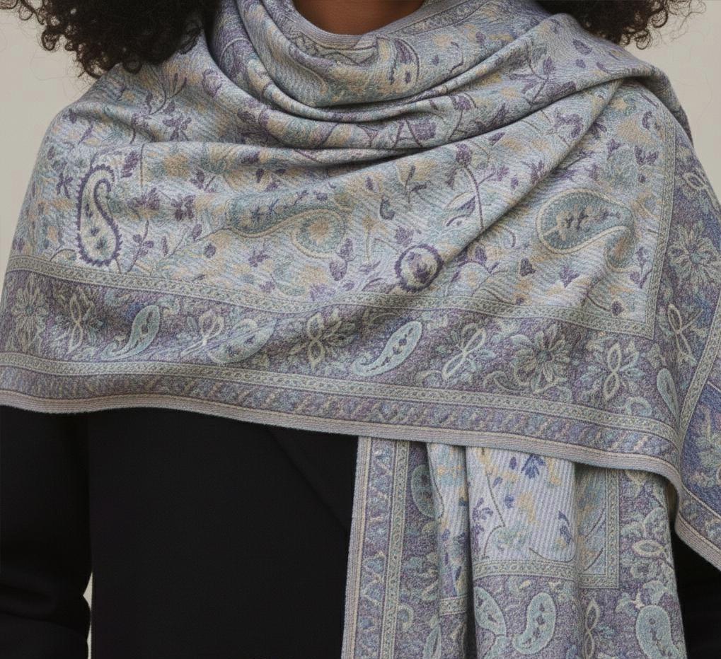 Soft Pashmina Shawl & Scarf for Women, Jacquard Brocade, Shawl, Sarong or Head Wraps