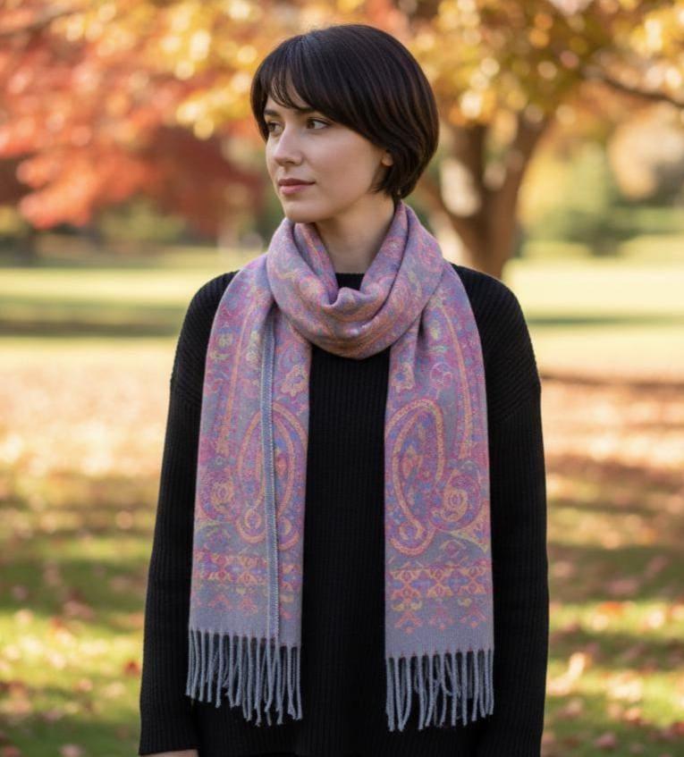 Reversible Soft Pashmina Shawl & Scarf for Women, Jacquard Brocade, Shawl, Sarong or Head Wraps