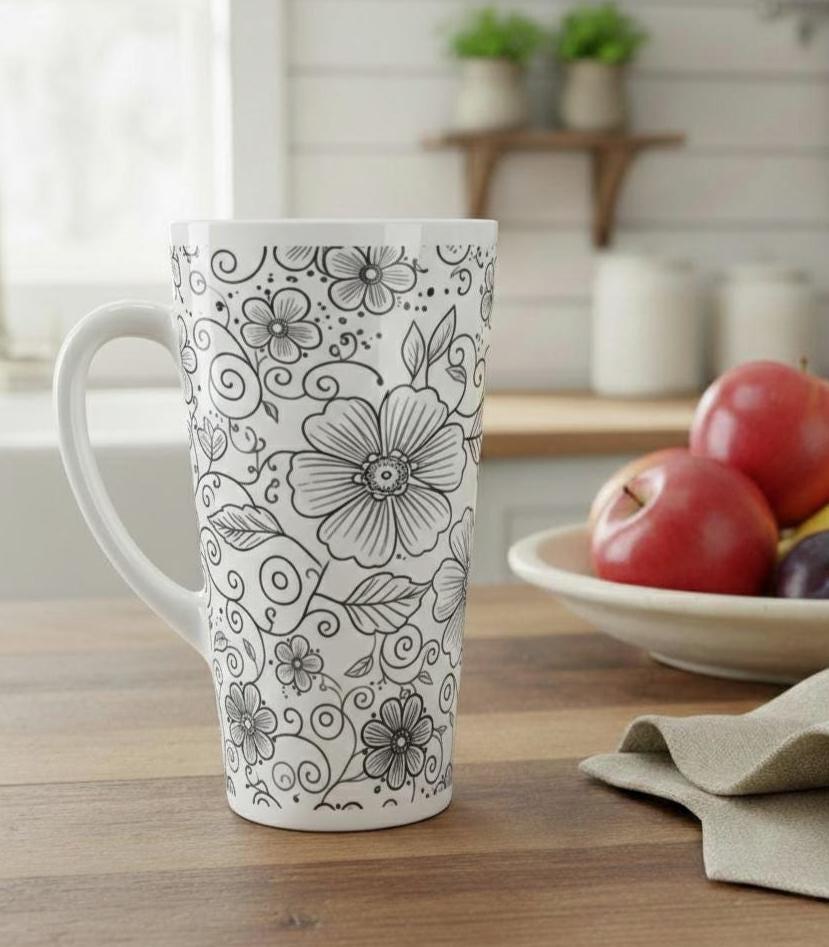 Latte 17oz Ceramic Mug - Coffee or Tea Cup, Extra Tall