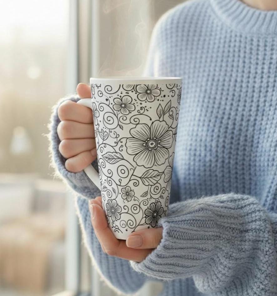 Latte 17oz Ceramic Mug - Coffee or Tea Cup, Extra Tall