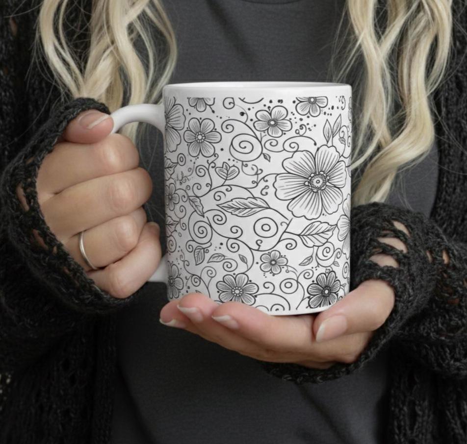 Floral Cups -  Large and Small Ceramic Mugs