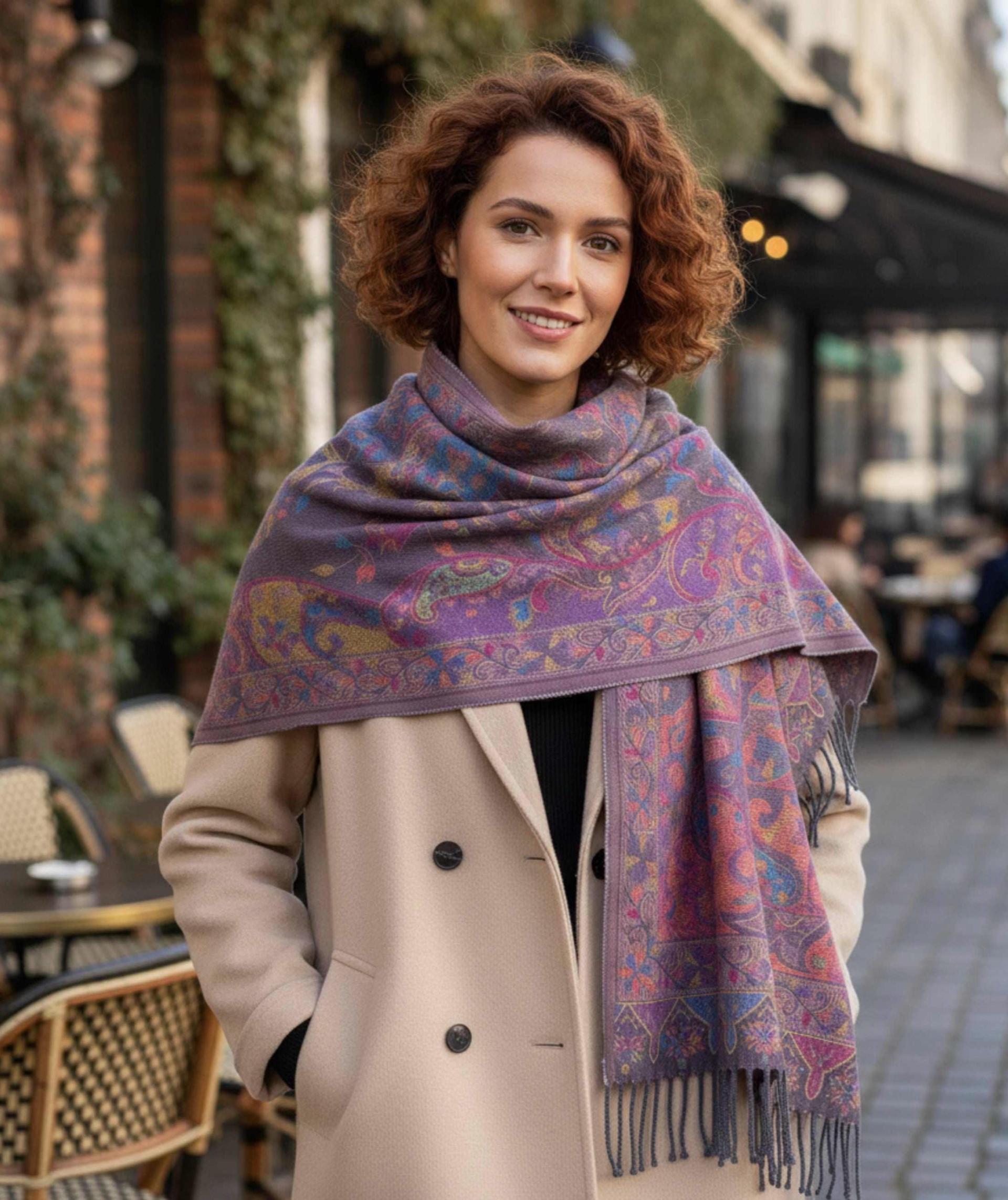 Soft Pashmina Shawl & Scarf for Women, Jacquard Brocade, Shawl, Sarong or Head Wraps