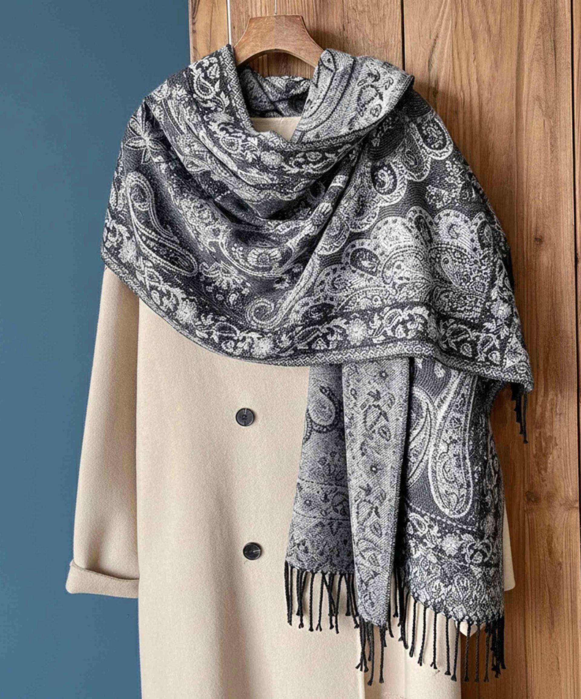 Reversible Soft Pashmina Shawl & Scarf for Women, Jacquard Brocade, Shawl, Sarong or Head Wraps