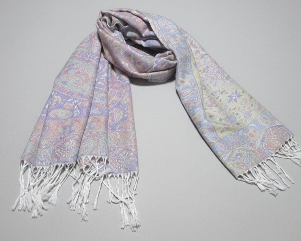 Soft Pashmina Shawl & Scarf for Women, Jacquard Brocade, Shawl, Sarong or Head Wraps