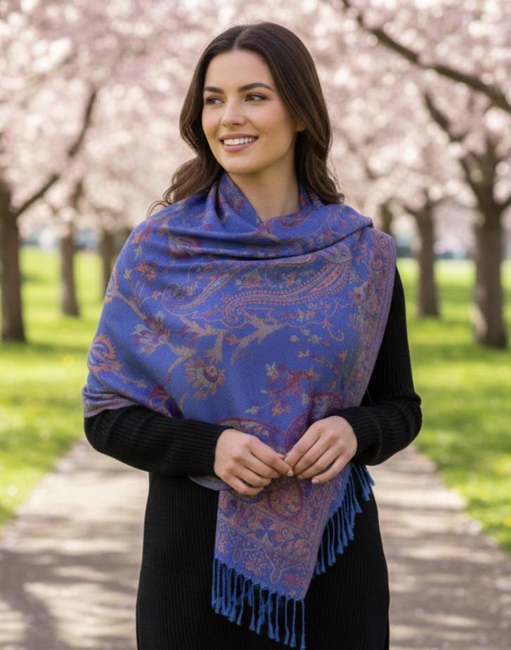 Reversible Soft Pashmina Shawl & Scarf for Women, Jacquard Brocade, Shawl, Sarong or Head Wraps