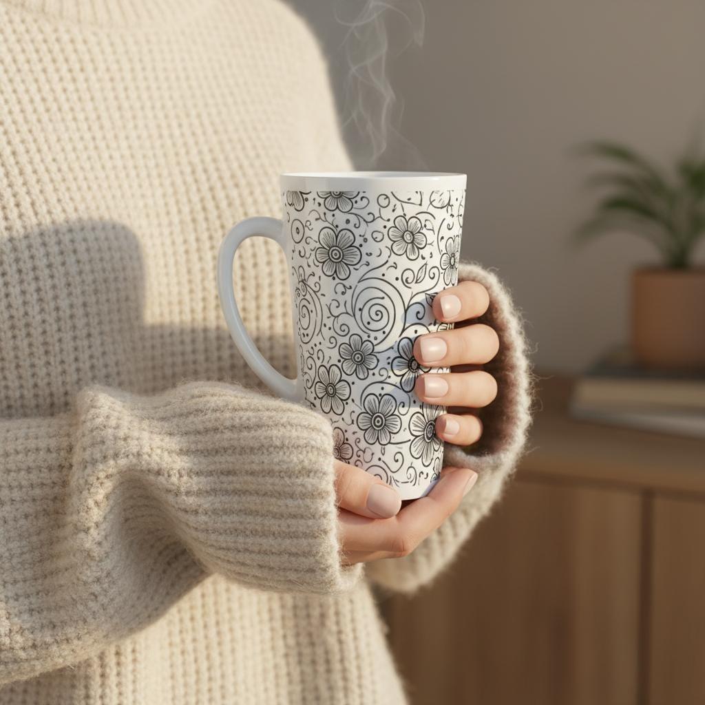 Latte 17oz Ceramic Mug - Coffee or Tea Cup, Extra Tall