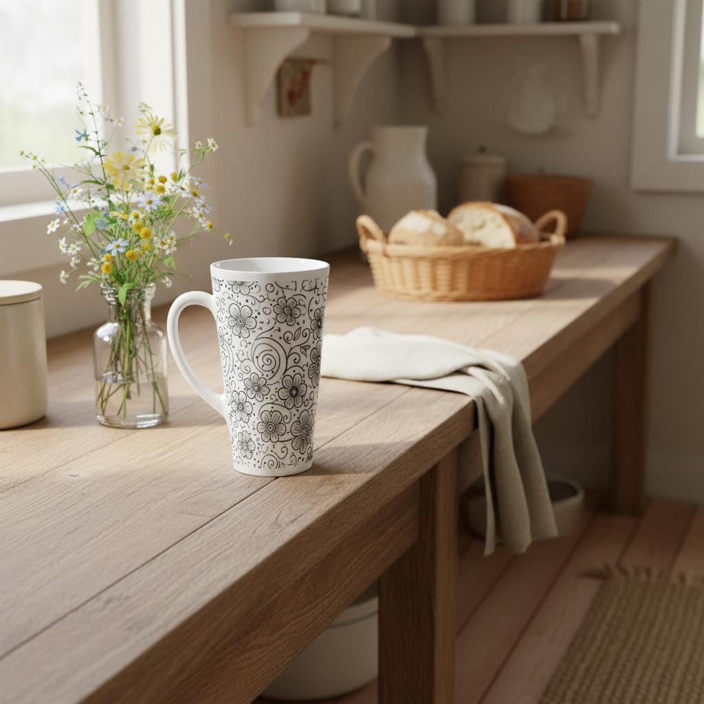 Latte 17oz Ceramic Mug - Coffee or Tea Cup, Extra Tall