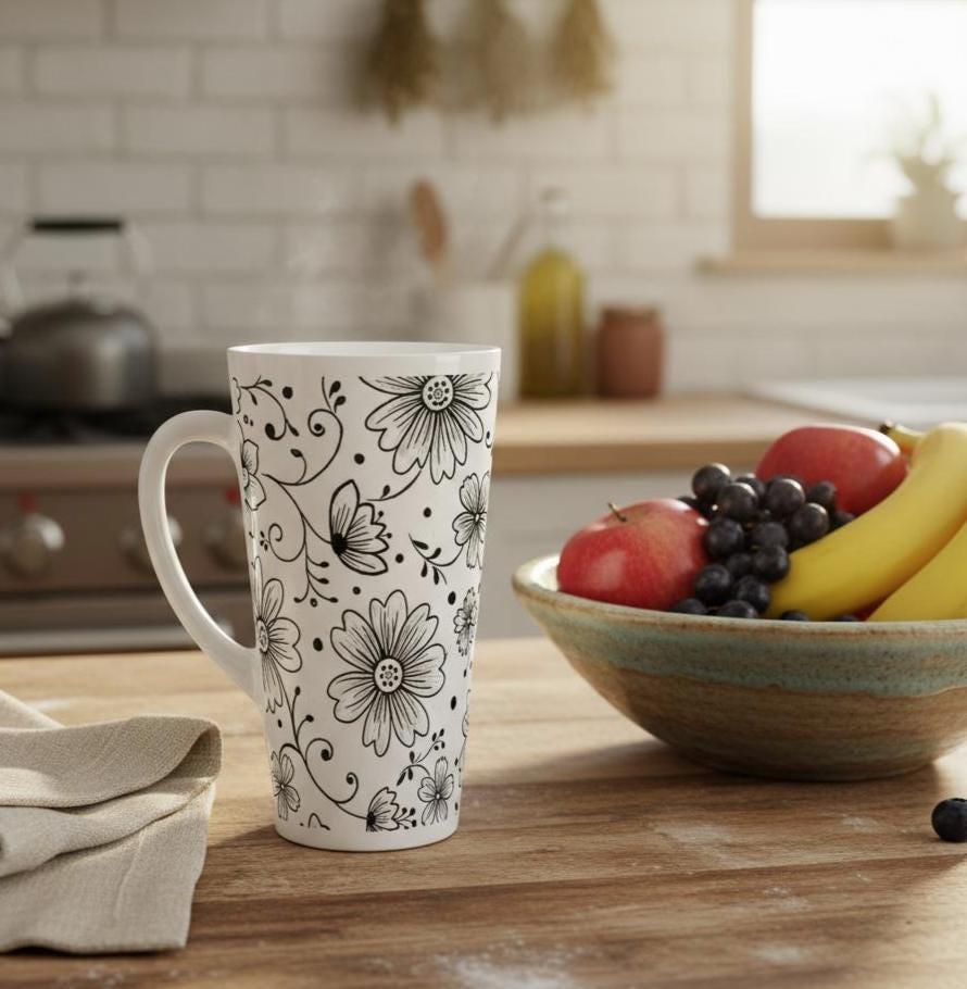 Latte 17oz Ceramic Mug - Coffee or Tea Cup, Extra Tall