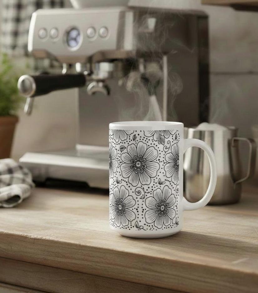Floral Cups -  Large and Small Ceramic Mugs