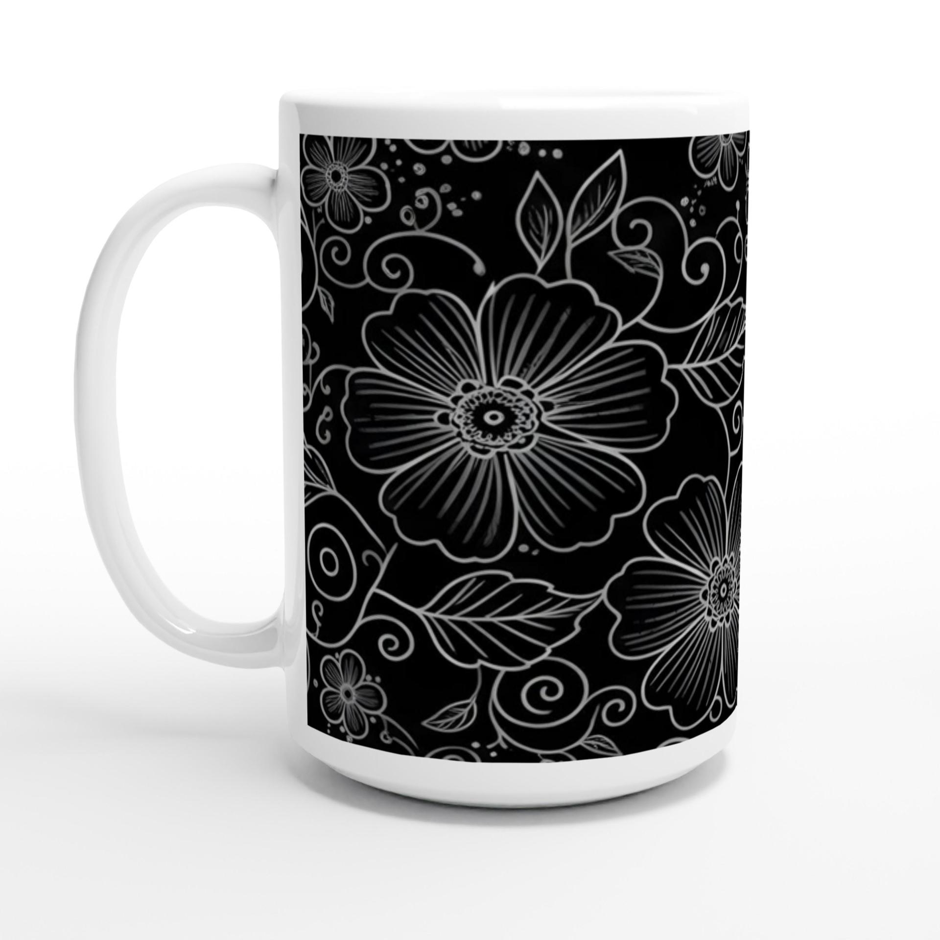 Set of Big Mugs, Floral Cup Set, Large 15 oz Matching Cups