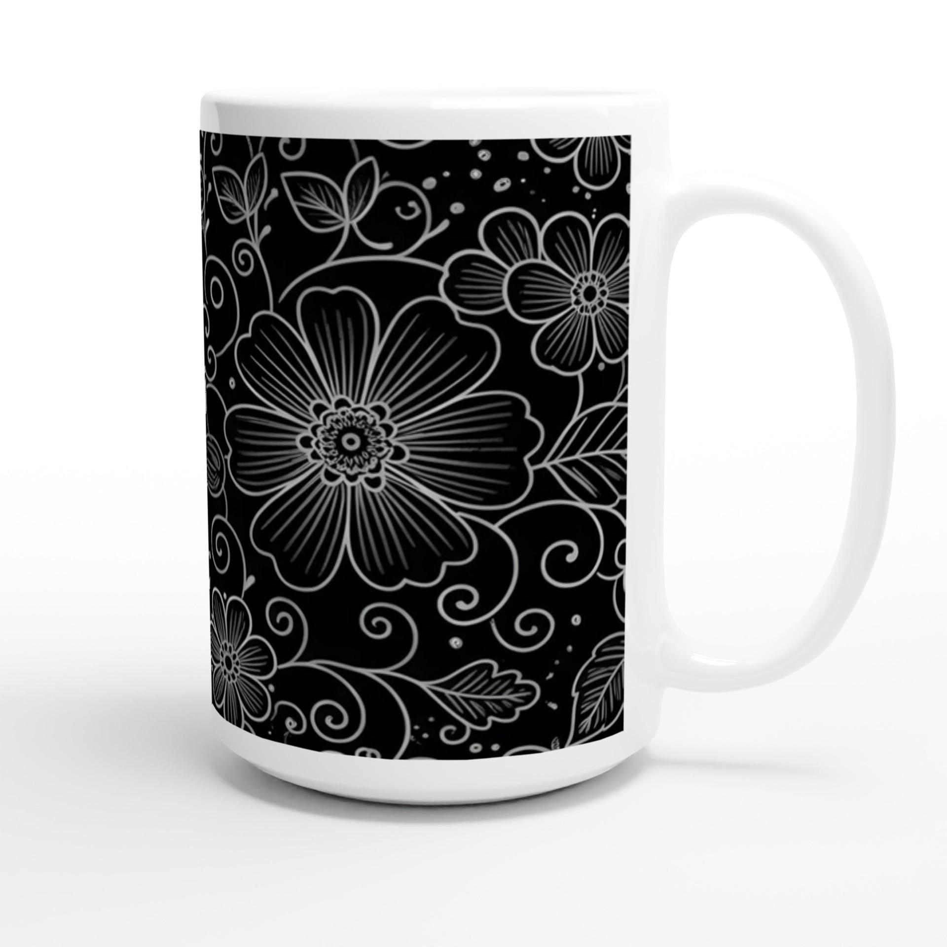 Set of Big Mugs, Floral Cup Set, Large 15 oz Matching Cups