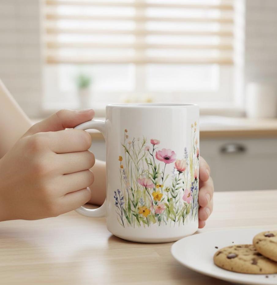 Floral Cups -  Large and Small Ceramic Mugs