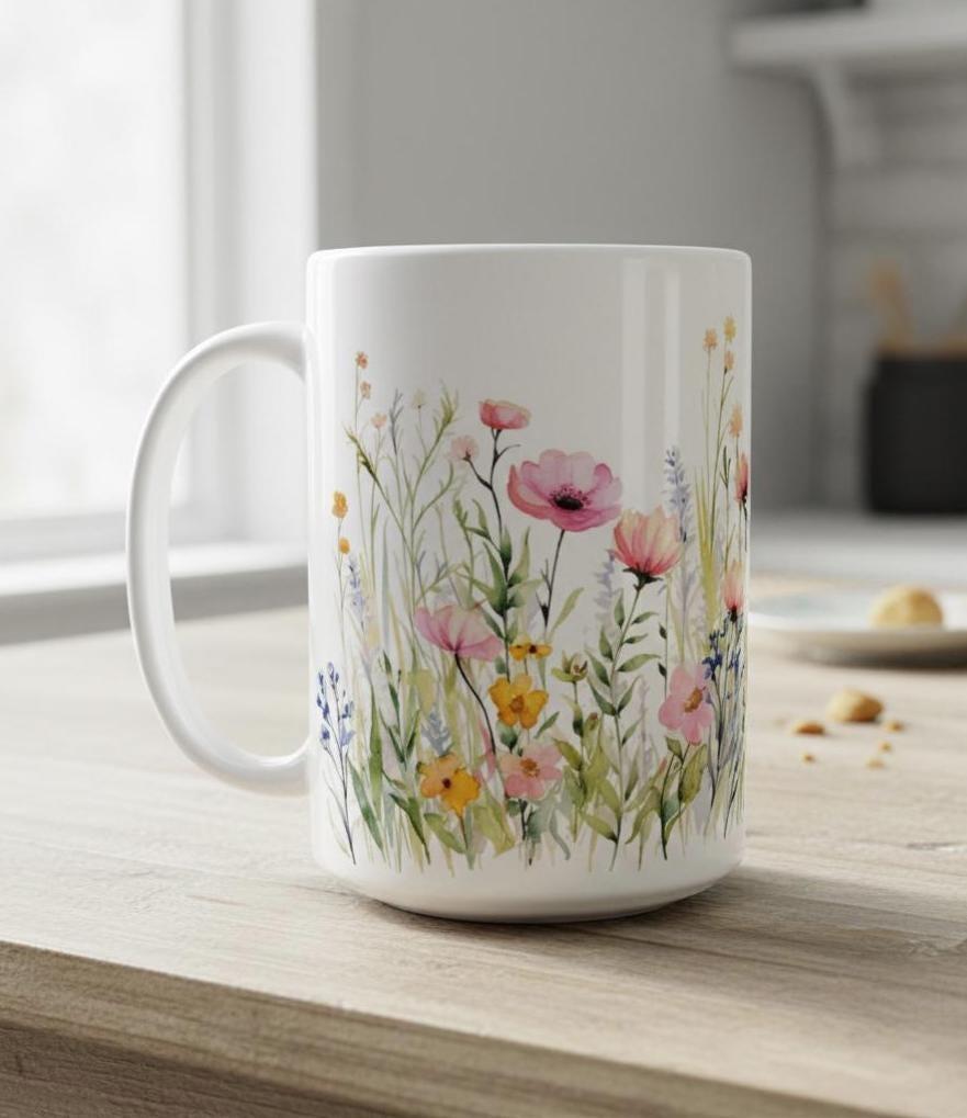 Floral Cups -  Large and Small Ceramic Mugs