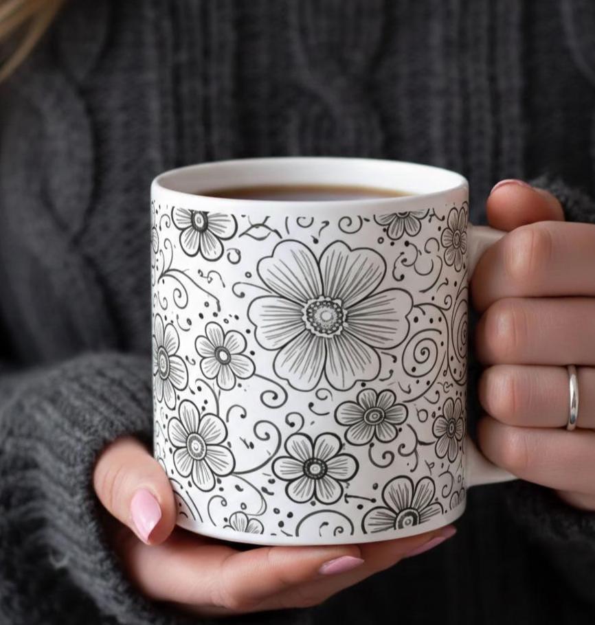 Floral Cups -  Large and Small Ceramic Mugs