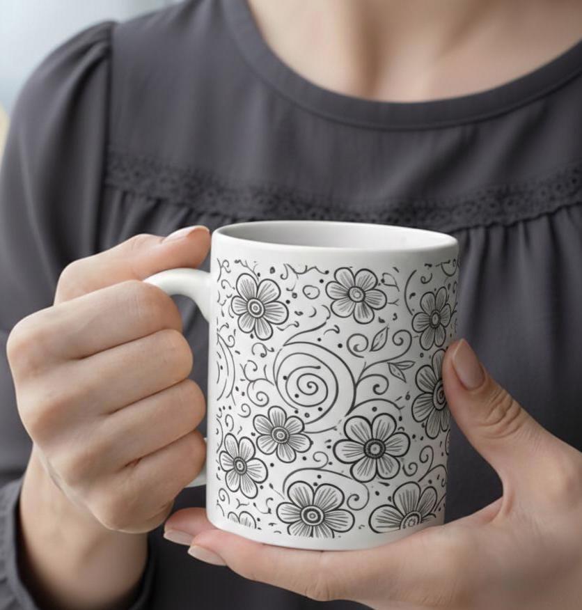 Floral Cups -  Large and Small Ceramic Mugs