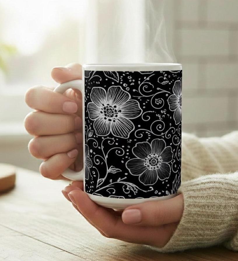 Floral Cups -  Large and Small Ceramic Mugs