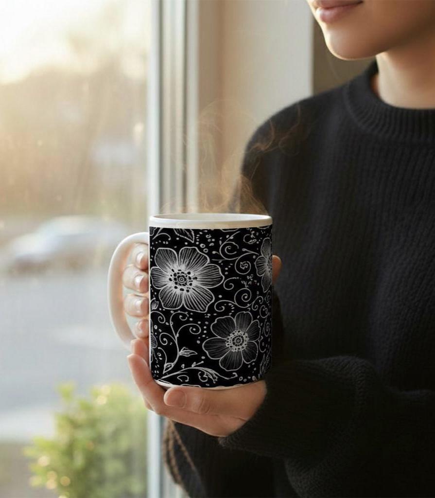 Floral Cups -  Large and Small Ceramic Mugs