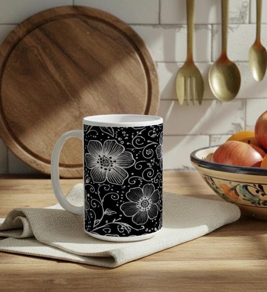 Floral Cups -  Large and Small Ceramic Mugs