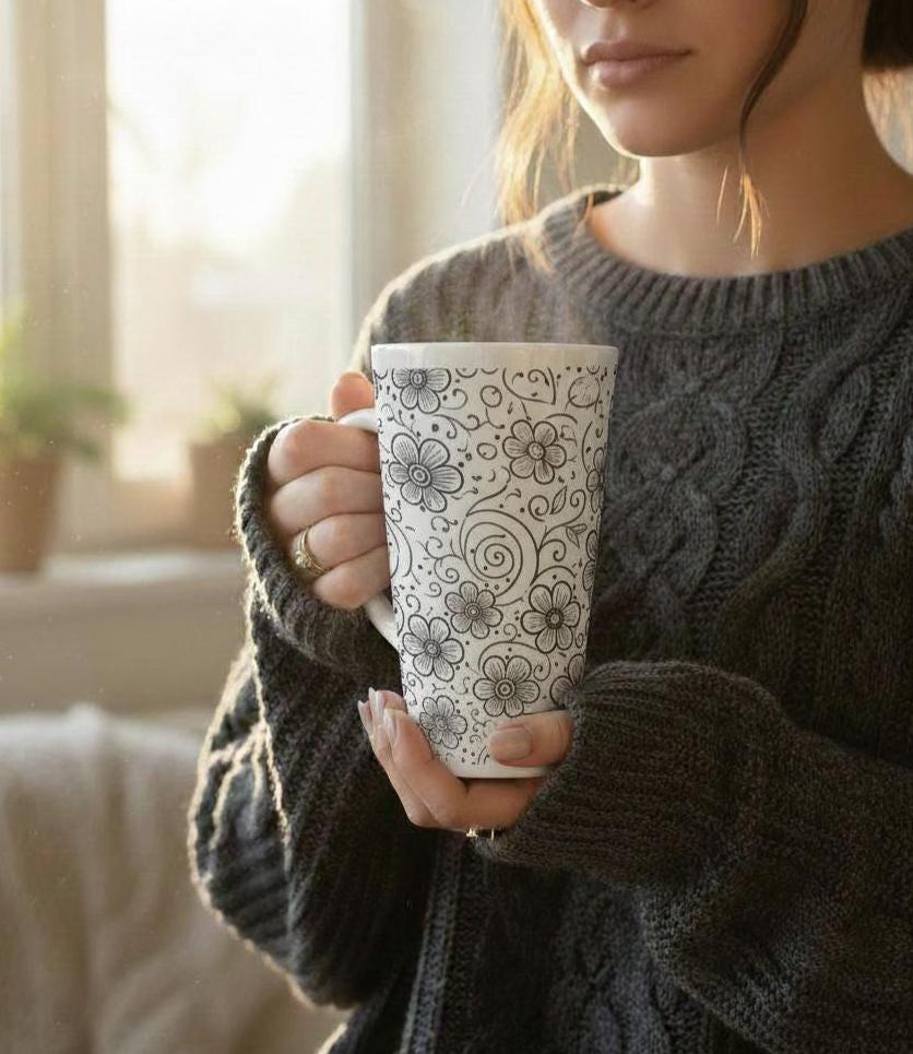 Latte 17oz Ceramic Mug - Coffee or Tea Cup, Extra Tall