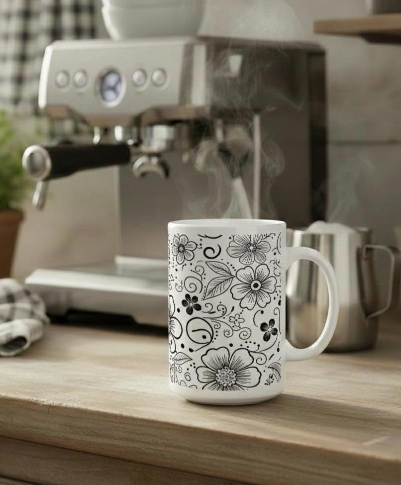 Floral Cups -  Large and Small Ceramic Mugs