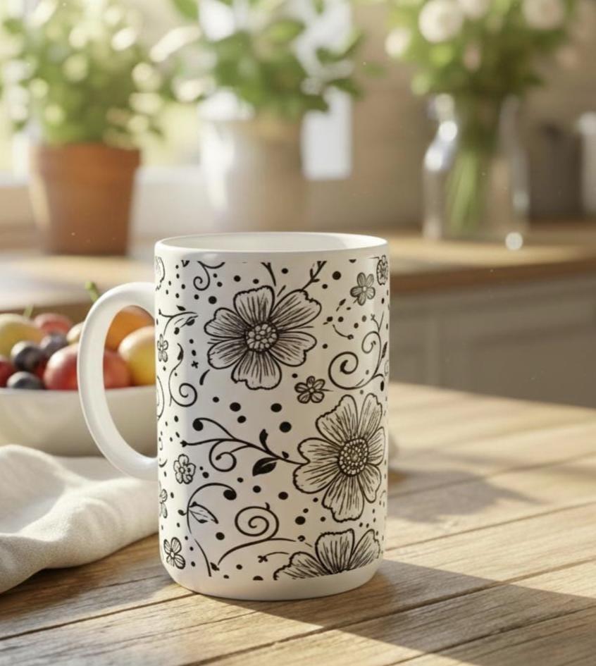 Floral Cups -  Large and Small Ceramic Mugs