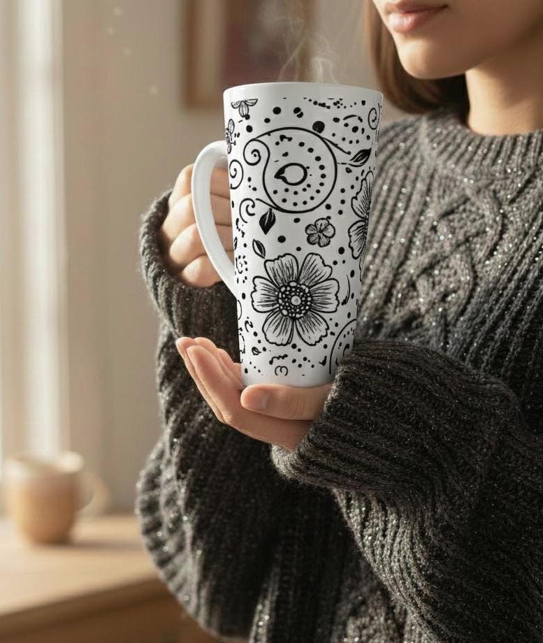 Latte 17oz Ceramic Mug - Coffee or Tea Cup, Extra Tall