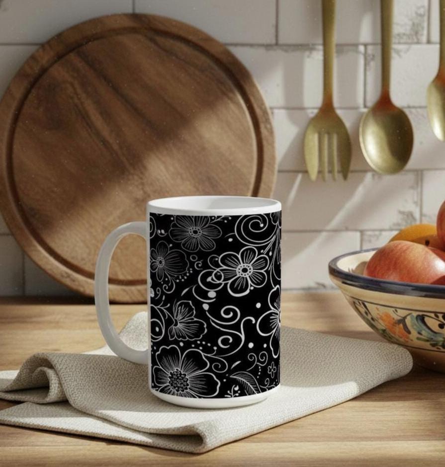 Floral Cups -  Large and Small Ceramic Mugs