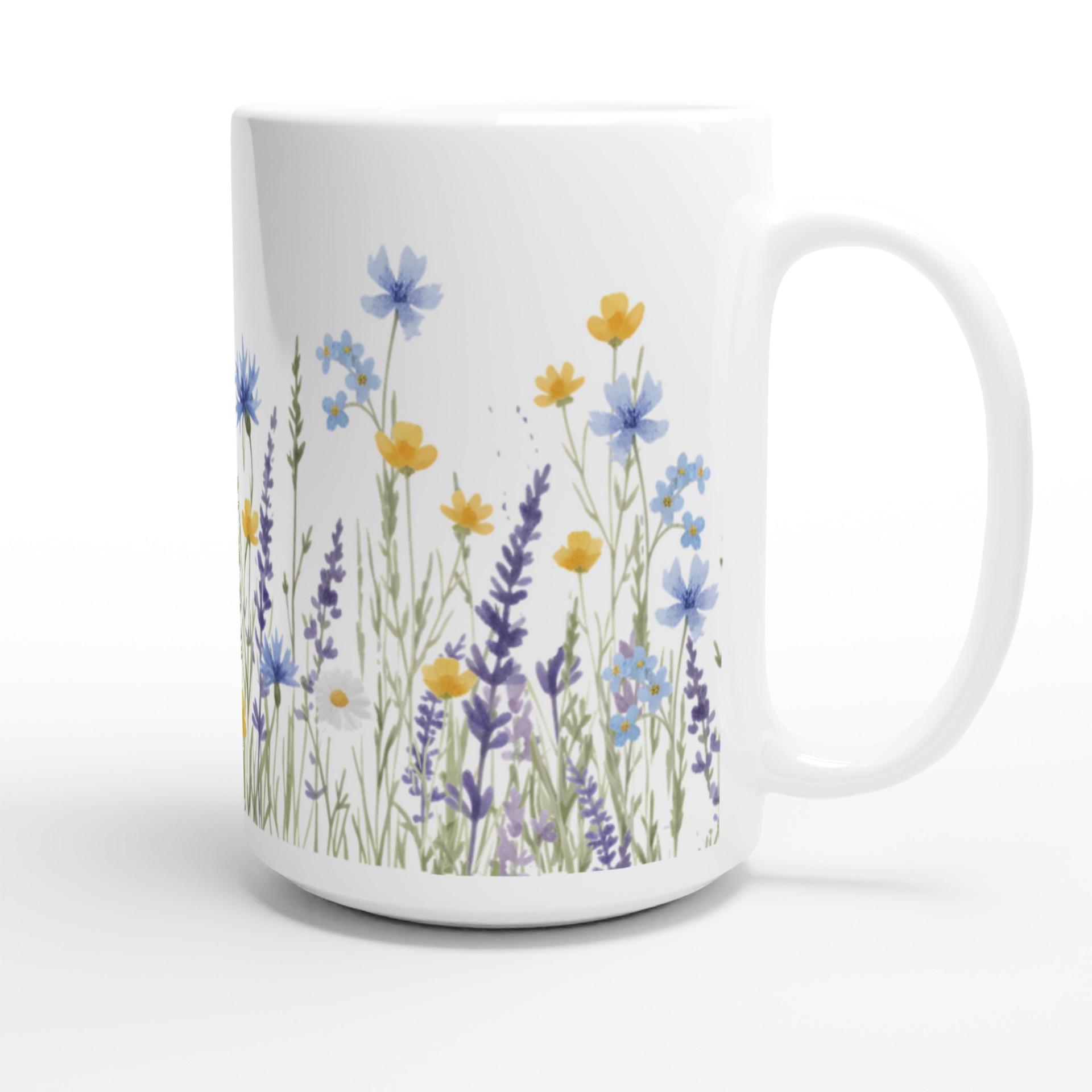 Set of Big Mugs, Floral Cup Set, 15 oz