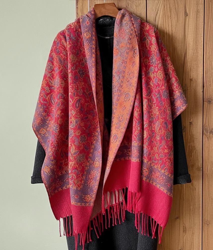 Reversible Soft Pashmina Shawl & Scarf for Women, Jacquard Brocade, Shawl, Sarong or Head Wraps